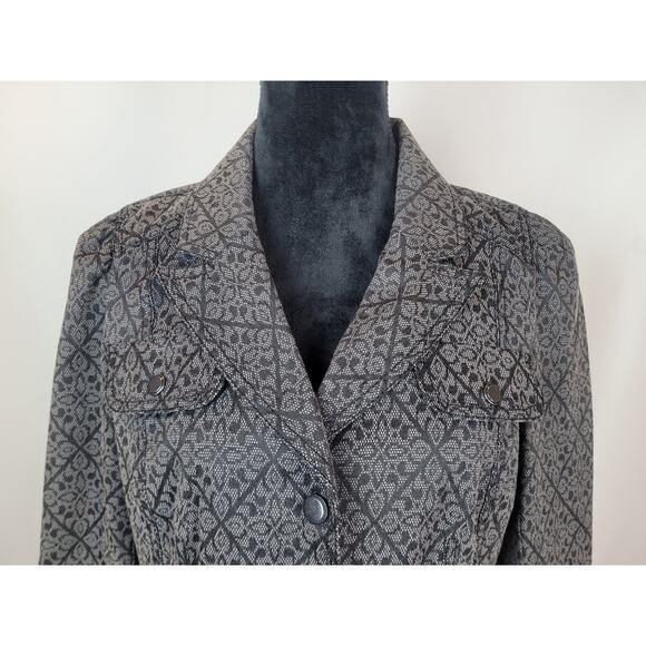 LOFT Ann Taylor NWT Womens Tapestry Floral Long Sleeve Jacket Gray Black Sz 12P - Picture 2 of 8